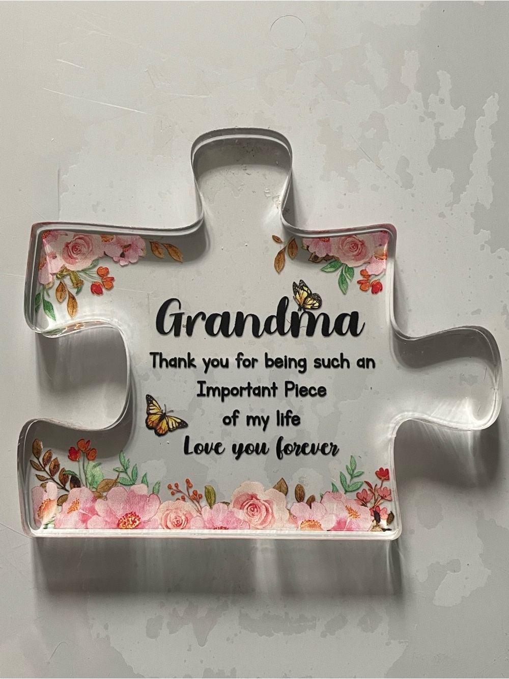 Grandma Floral Puzzle Piece Keepsake